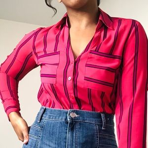 EXPRESS Bright Pink Button Blouse